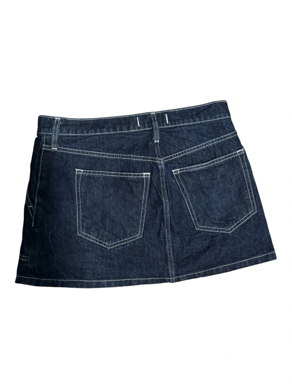 Abercrombie & Fitch Dark Denim Wrap Mini Skirt Contrast Stitch Size 28 NWOT - Picture 3 of 4